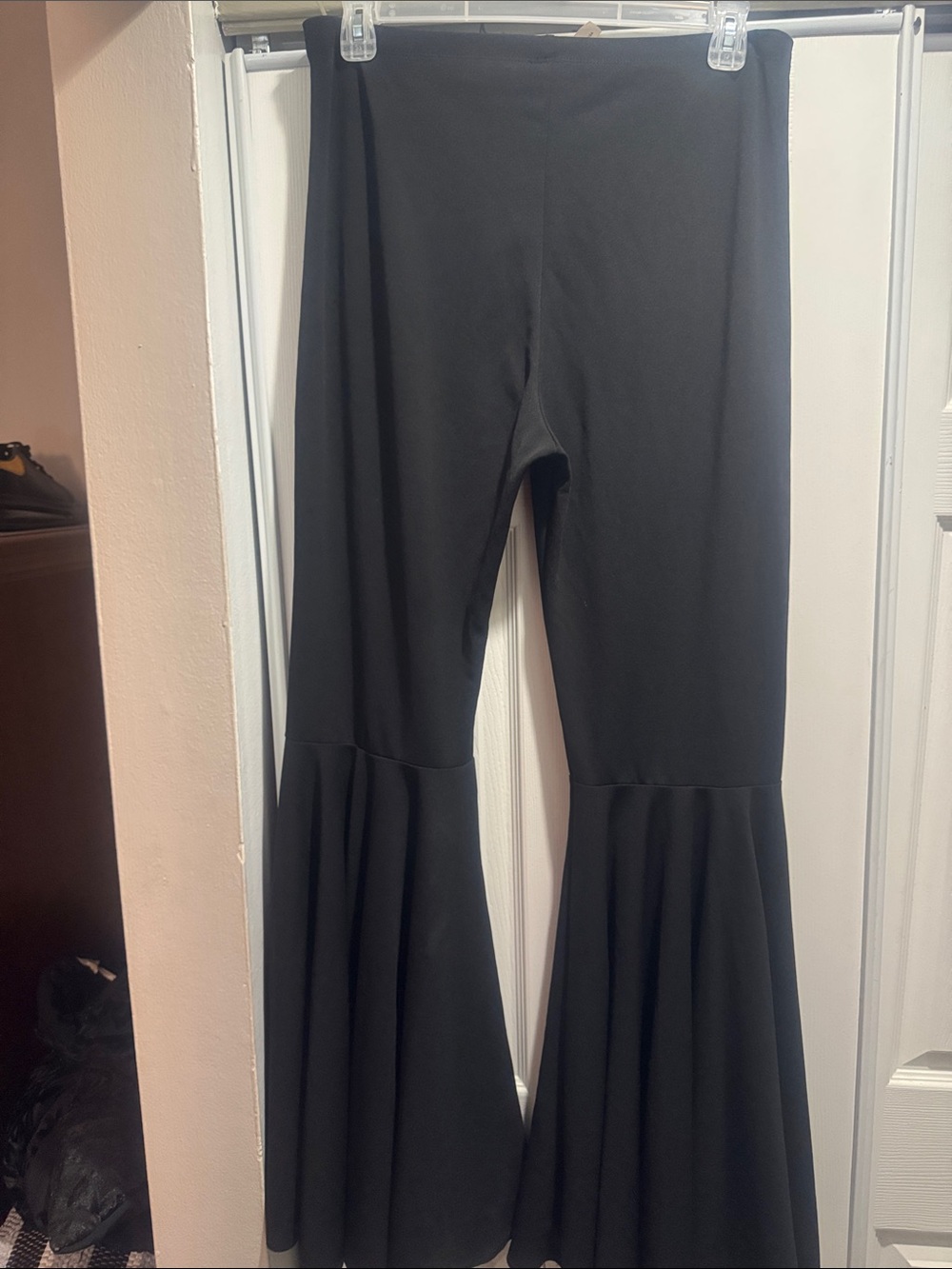 Black Flared Ruffle Hem Pants